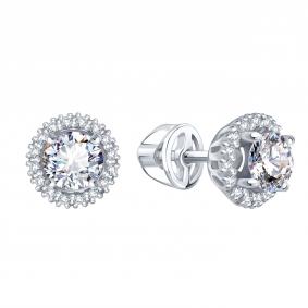 Серьги из белого золота Karatov Т30102В935 с бриллиантом Т30102В935 фото