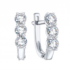 Серьги из белого золота Karatov Т30102В938 с бриллиантом Т30102В938 фото