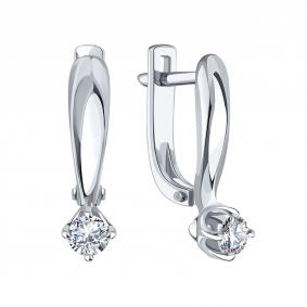 Серьги из белого золота Karatov Т30102В976-01 с бриллиантом Т30102В976-01 фото