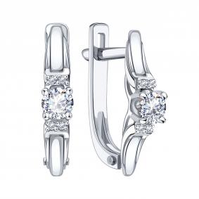 Серьги из белого золота Karatov Т30102В978-01 с бриллиантом Т30102В978-01 фото