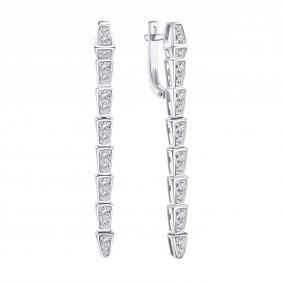 Серьги из белого золота Символ года Змея Karatov с бриллиантом Т30102В979 Т30102В979 фото