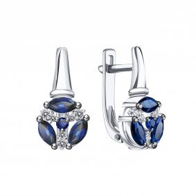Серьги из белого золота Karatov Т30102Г038 с бриллиантом и сапфиром Т30102Г038 фото