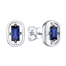 Серьги из белого золота Karatov Т30102Г144 с сапфиром Т30102Г144 фото
