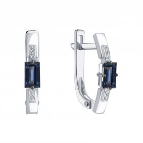 Серьги из белого золота Karatov Т30102Г145 с бриллиантом и сапфиром Т30102Г145 фото