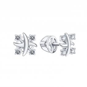 Серьги из белого золота Karatov Т30102Г148-01 с бриллиантом Т30102Г148-01 фото