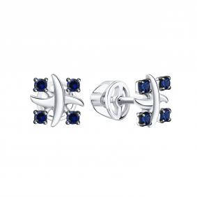 Серьги из белого золота Karatov Т30102Г148 с сапфиром Т30102Г148 фото