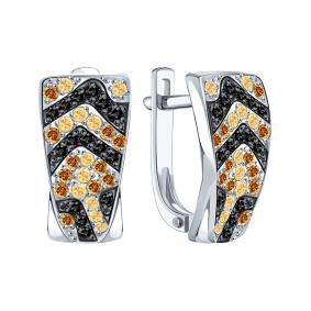 Серьги из белого золота Karatov Т30102Г223 с бриллиантом Т30102Г223 фото