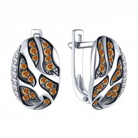 Серьги из белого золота Karatov Т30102Г225 с бриллиантом Т30102Г225 фото