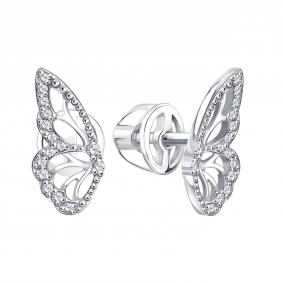 Серьги из белого золота Karatov Т30102Г226 с бриллиантом Т30102Г226 фото