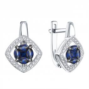 Серьги из белого золота Karatov Т30102Г258 с бриллиантом и сапфиром Т30102Г258 фото