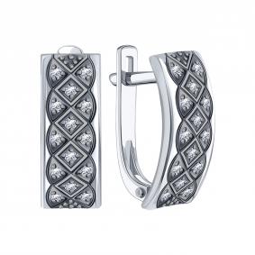 Серьги из белого золота Karatov Т30102Г296 с бриллиантом Т30102Г296 фото