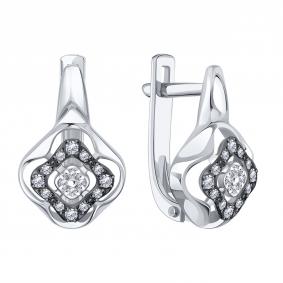 Серьги из белого золота Karatov Т30102Г298 с бриллиантом Т30102Г298 фото