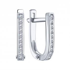 Серьги из белого золота Karatov Т30102Г356 с бриллиантом Т30102Г356 фото