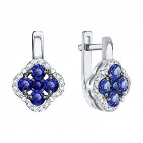 Серьги из белого золота Karatov Т30102Г385 с бриллиантом и сапфиром Т30102Г385 фото