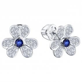Серьги из белого золота Karatov Т30102Г550 с бриллиантом и сапфиром Т30102Г550 фото