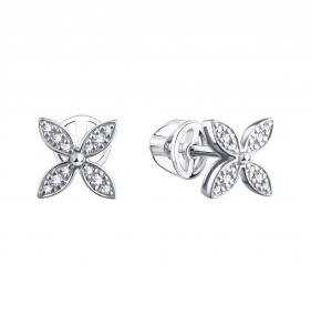 Серьги из белого золота Karatov Т30102Г631 с бриллиантом Т30102Г631 фото