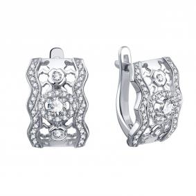 Серьги из белого золота Karatov Т30102Г809 с бриллиантом Т30102Г809 фото