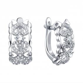 Серьги из белого золота Karatov Т30102Г810 с бриллиантом Т30102Г810 фото