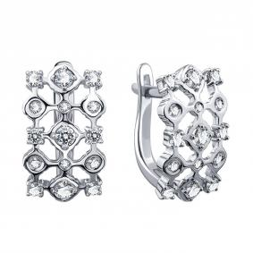 Серьги из белого золота Karatov Т30102Г811 с бриллиантом Т30102Г811 фото