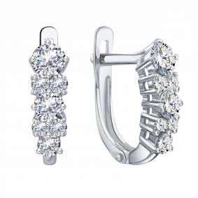 Серьги из белого золота Karatov Т30102Г825-К с бриллиантом Т30102Г825-К фото