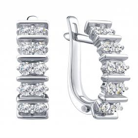 Серьги из белого золота Karatov Т30102Г826-К с бриллиантом Т30102Г826-К фото