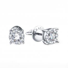 Серьги из белого золота Karatov Т30102Г828-К с бриллиантом Т30102Г828-К фото