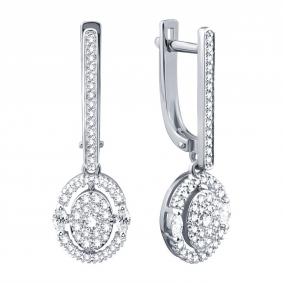 Серьги из белого золота Karatov Т30102Г838 с бриллиантом Т30102Г838 фото