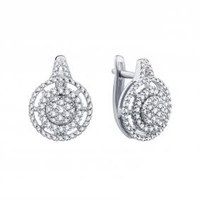 Серьги из белого золота Karatov Т30102Г843 с бриллиантом Т30102Г843 фото