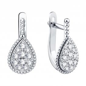 Серьги из белого золота Karatov Т30102Г910 с бриллиантом Т30102Г910 фото