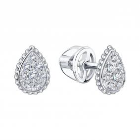 Серьги из белого золота Karatov Т30102Г911 с бриллиантом Т30102Г911 фото