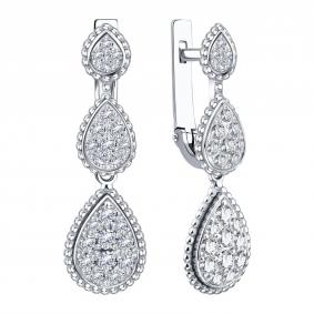 Серьги из белого золота Karatov Т30102Г914 с бриллиантом Т30102Г914 фото