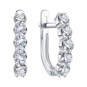 Серьги из белого золота Karatov Т30102Е071 с бриллиантом Т30102Е071 фото