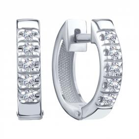 Серьги из белого золота Karatov Т30102Е074 с бриллиантом Т30102Е074 фото