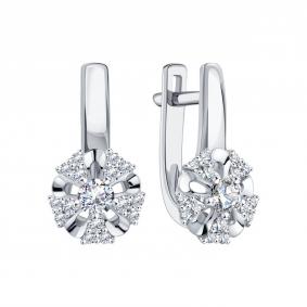 Серьги из белого золота Karatov Т30102Е317 с бриллиантом Т30102Е317 фото