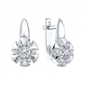 Серьги из белого золота Karatov Т30102Е319 с бриллиантом Т30102Е319 фото