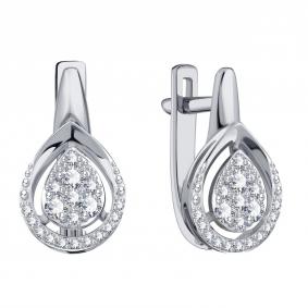 Серьги из белого золота Karatov Т30102Е354 с бриллиантом Т30102Е354 фото