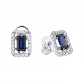 Серьги из белого золота Karatov Т30102Е549 с бриллиантом и сапфиром Т30102Е549 фото