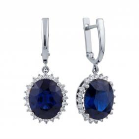 Серьги из белого золота Karatov Т30102Е552-01-02 с бриллиантом и сапфиром Т30102Е552-01-02 фото