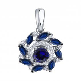 Подвеска из белого золота Karatov Т301036200-01-02 с бриллиантом и сапфиром Т301036200-01-02 фото