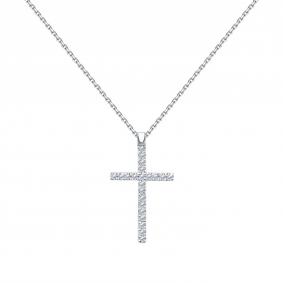Колье-крест из белого золота Karatov с бриллиантом Т301112132 Т301112132 фото