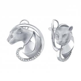 Серьги из белого золота Karatov Т30152Г208-1 с бриллиантом Т30152Г208-1 фото