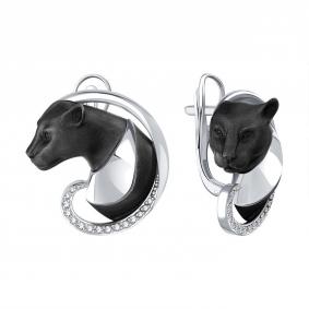 Серьги из белого золота Karatov Т30152Г208 с бриллиантом Т30152Г208 фото