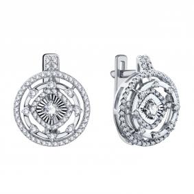 Серьги из белого золота Karatov Т30162Г948 с бриллиантом Т30162Г948 фото