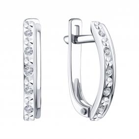 Серьги из белого золота Karatov Т30162Е288 с бриллиантом Т30162Е288 фото