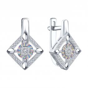 Серьги из белого золота Karatov Т30162Е308 с бриллиантом Т30162Е308 фото