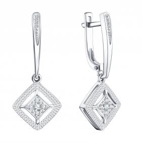 Серьги из белого золота Karatov Т30162Е320 с бриллиантом Т30162Е320 фото