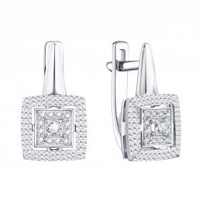 Серьги из белого золота Karatov Т30162Е323 с бриллиантом Т30162Е323 фото