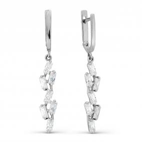 Серьги из белого золота Karatov Т302027683 с фианитом Т302027683 фото