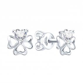 Серьги из белого золота Karatov Т30202В809 с фианитом Т30202В809 фото