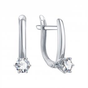 Серьги из белого золота Karatov Т30202Г169 с фианитом Т30202Г169 фото